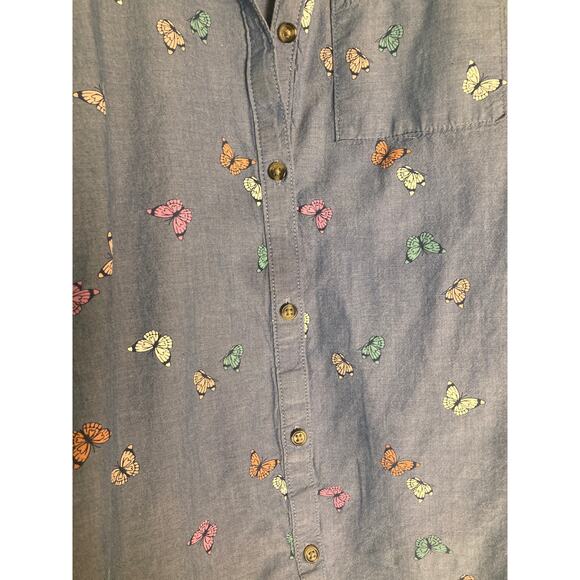 H&M Chambray Butterfly Print Shirt Dress ~ Sz S 6-7 ~ Tie Belt & Go! - Picture 4 of 6